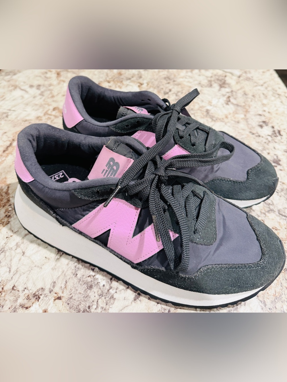 New Balance Women’s Black and Pink Retro Runner Sneakers